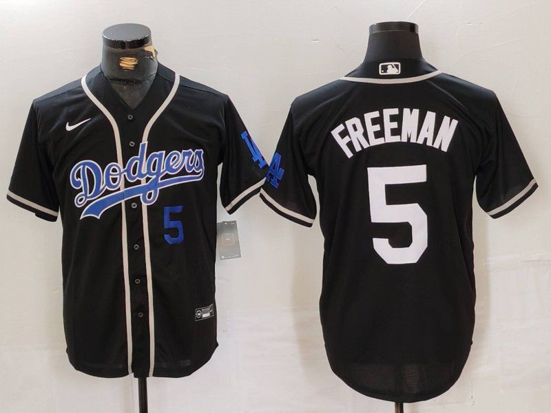 Men Los Angeles Dodgers #5 Freeman Black Fashion Nike Game MLB Jersey style 41